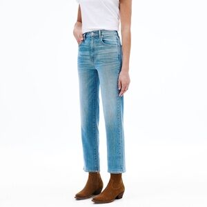 SLVRLAKE London Straight Crop Jeans Wide Leg Light Wash Love Matters Size 29